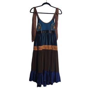 CESAR ARELLANES Multicolor Sleeveless Halter Dress Wrap Neck Size Small